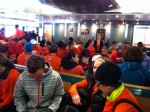 The Orange-Clad Army on ferry number 2.
